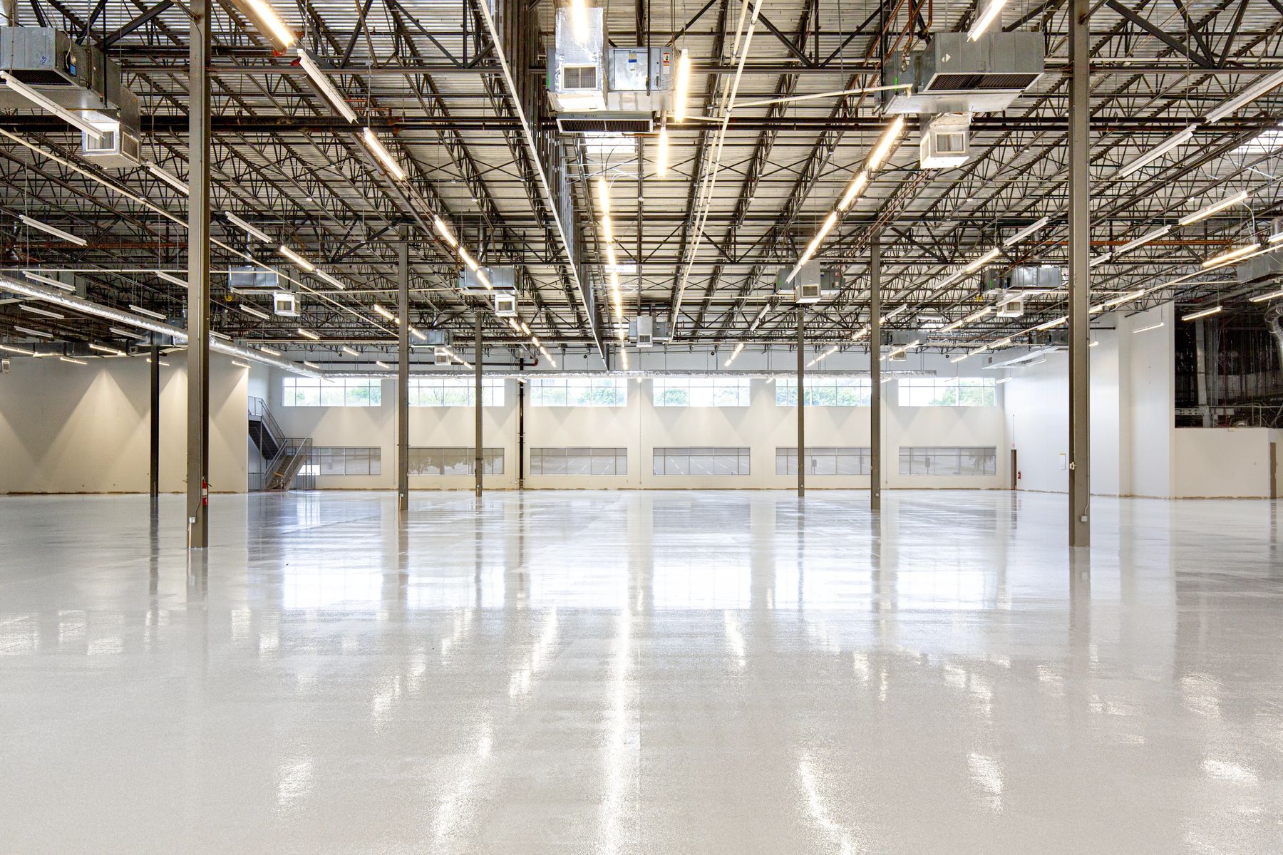 High-gloss coated warehouse floor